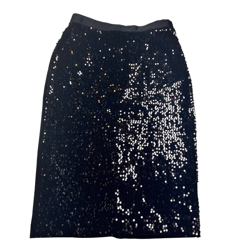 Simply Vera Vera Wang Womens Sequin Black Pencil Skirt Sz M